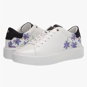Ted Baker Faithh Floral Leather Trainers Sneakers Chunky Sole Platform White‎ 9